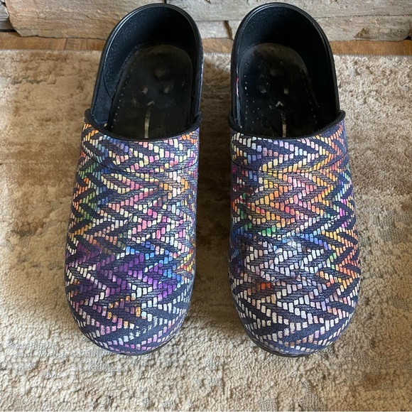 Sanita Raffia Clogs Slip On Multicolor Colorful Platform Heel Nursing Comfort 39 - Picture 2 of 10